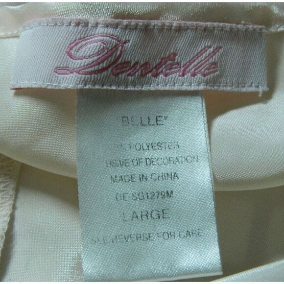 Dentelle Nightgown Ivory Satin Vintage Embroidery Lace Pearls Wedding Size Large - Picture 12 of 12